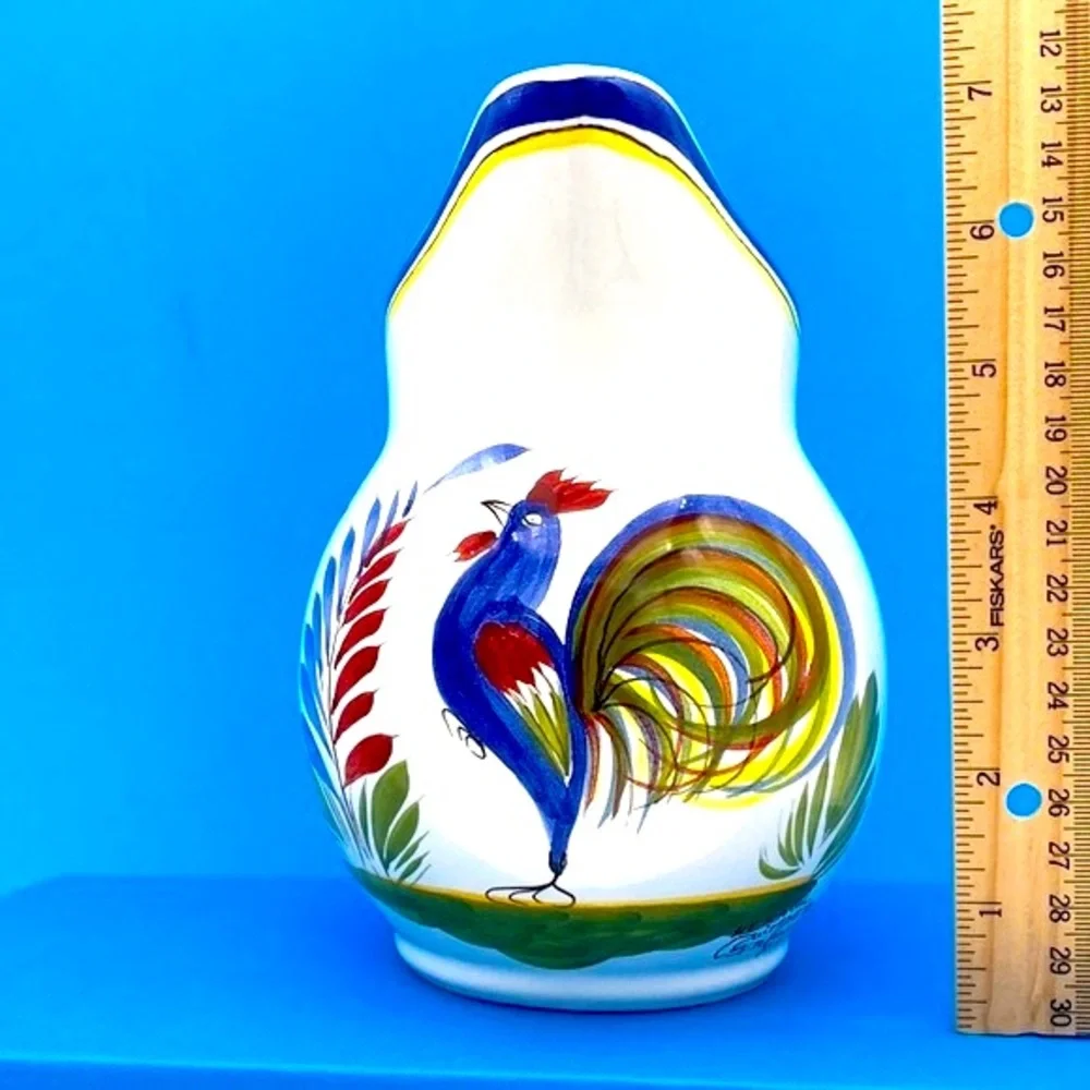 Vintage Keraluc Quimper Pottery Rooster Pitcher